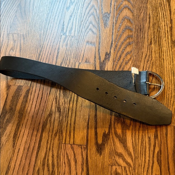 Michael Kors sz S black wide leather statement belt with silver buckle - Picture 9 of 9